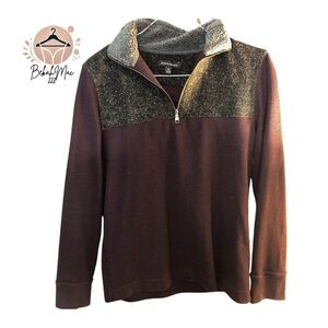 Banana Republic Burgundy Quarter-Zip Pullover Sweater - M - Cozy Sherpa Collar